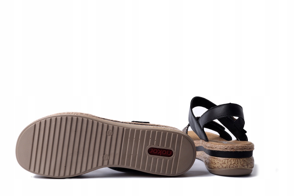 Sandaly-Damskie-Rieker-V0951-00-r-37-Czarne-Platforma-Rzepy-Material-zewnetrzny-skora-naturalna