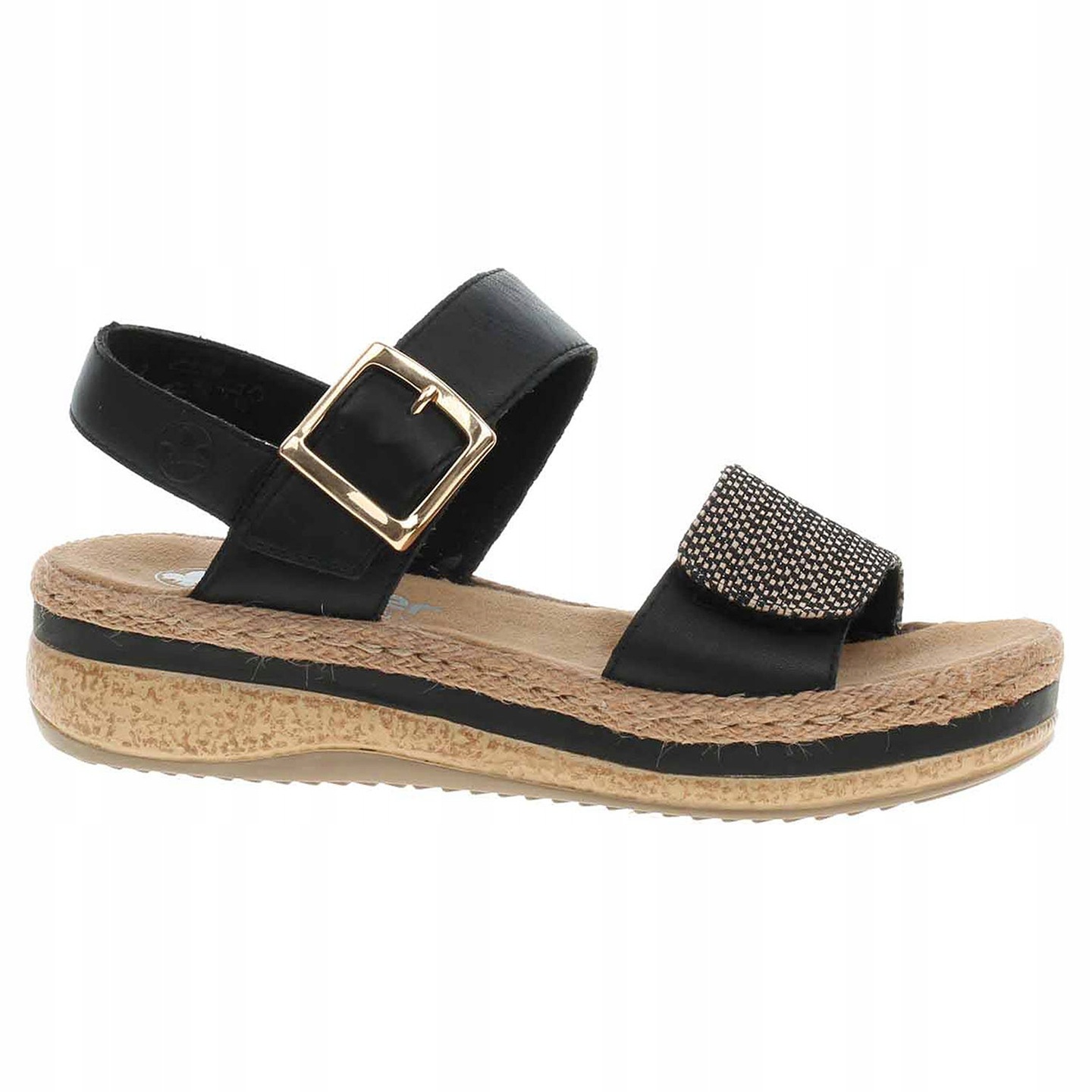 Sandaly-Damskie-Rieker-V0951-00-r-37-Czarne-Platforma-Rzepy-Oryginalne-opakowanie-producenta-pudelko