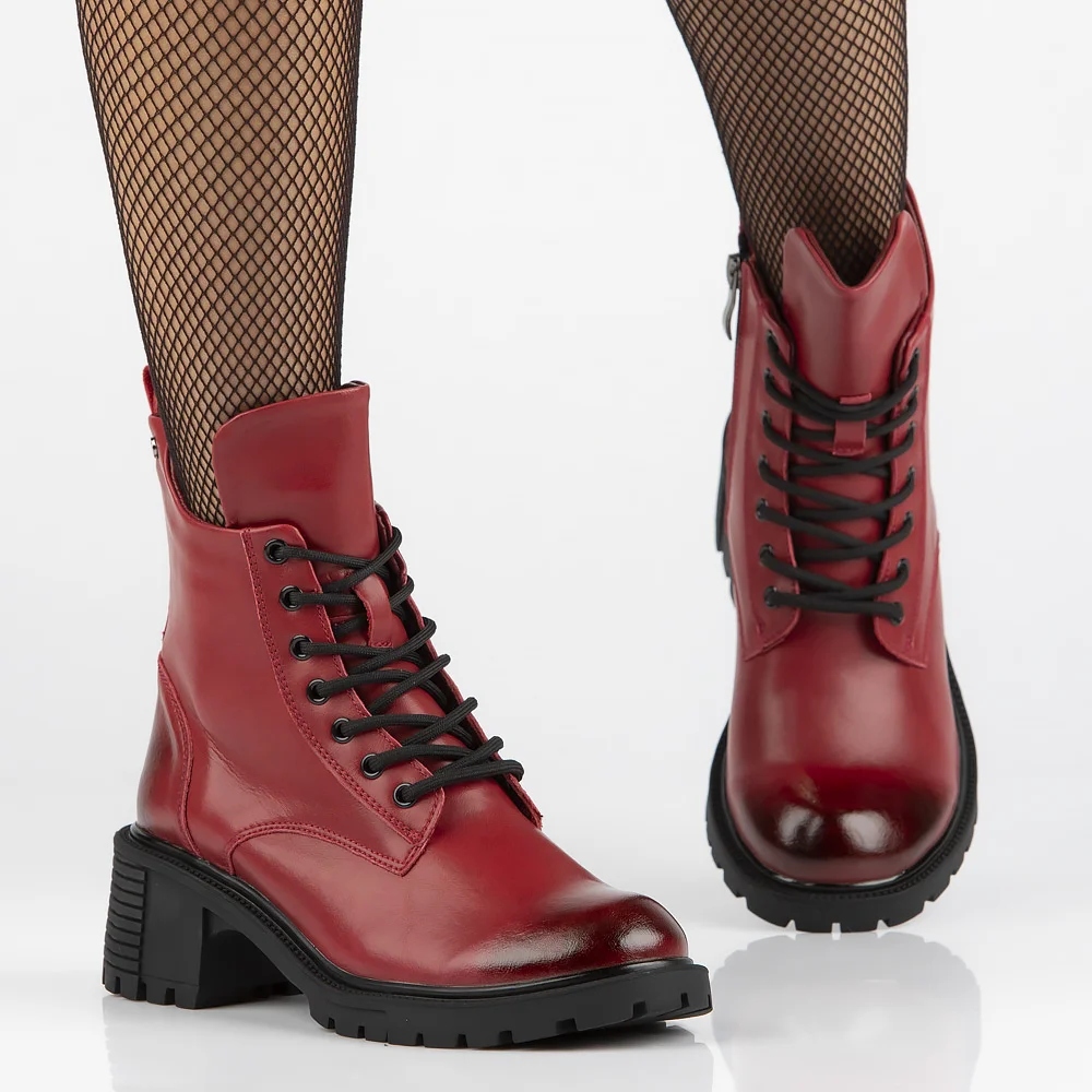 Trzewiki-Botki-Damskie-Filippo-DBT6501-25-RD-r-36-Czerwone-Skorzane-Dlugosc-wkladki-24-2-cm