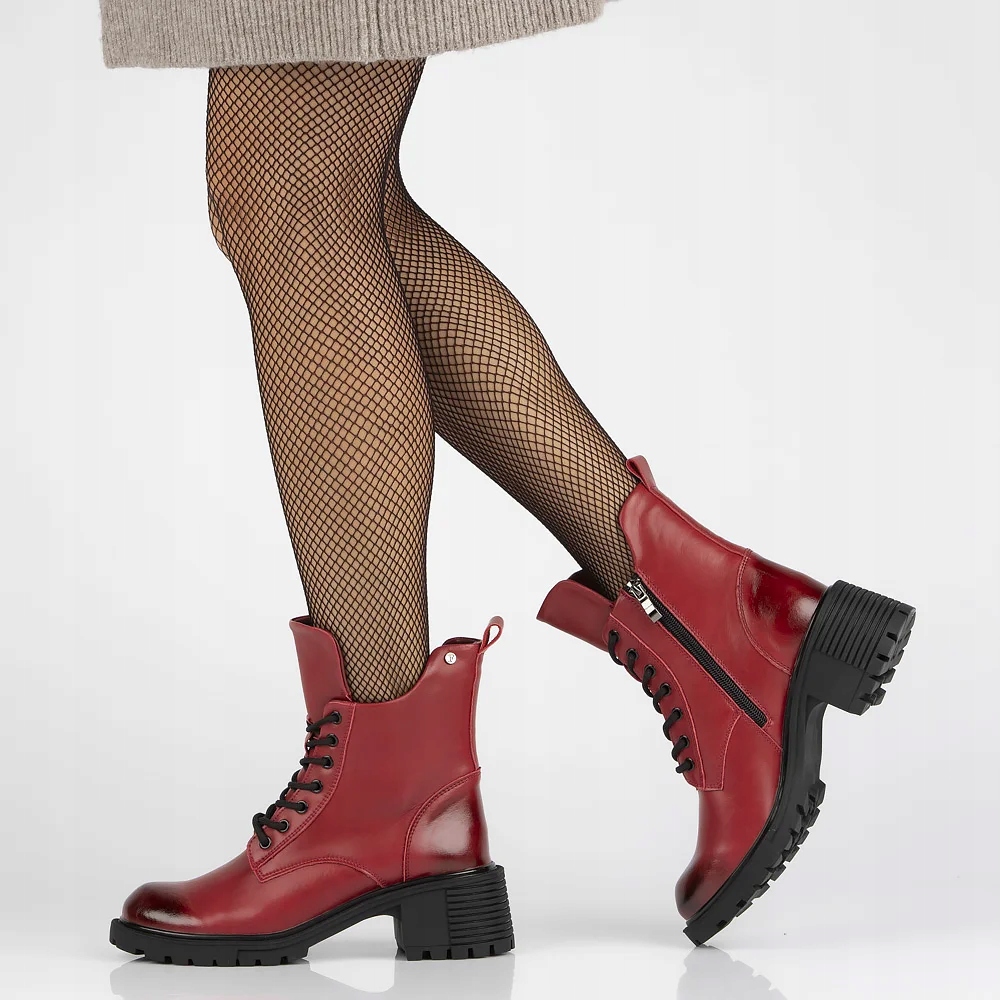 Trzewiki-Botki-Damskie-Filippo-DBT6501-25-RD-r-36-Czerwone-Skorzane-Material-zewnetrzny-skora-naturalna