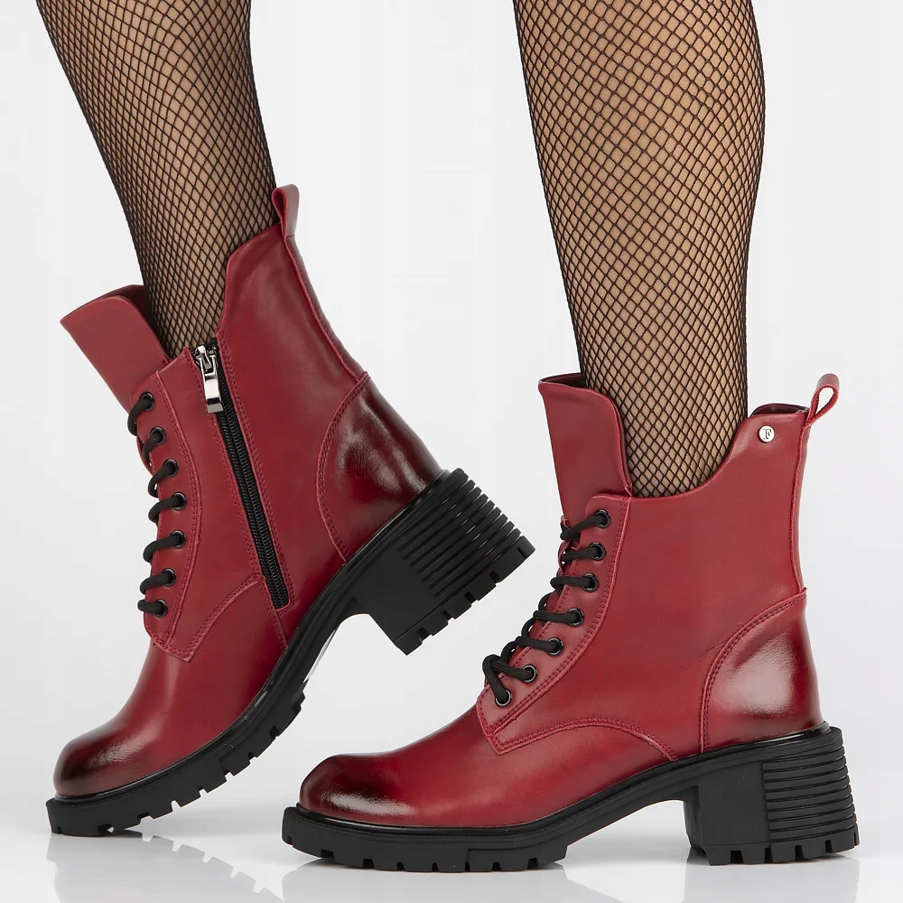 Trzewiki-Botki-Damskie-Filippo-DBT6501-25-RD-r-36-Czerwone-Skorzane-Rozmiar-36